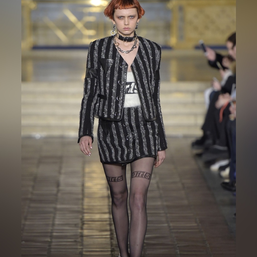 Alexander Wang Fall 2016 RTW Tweed and Leather Skirt